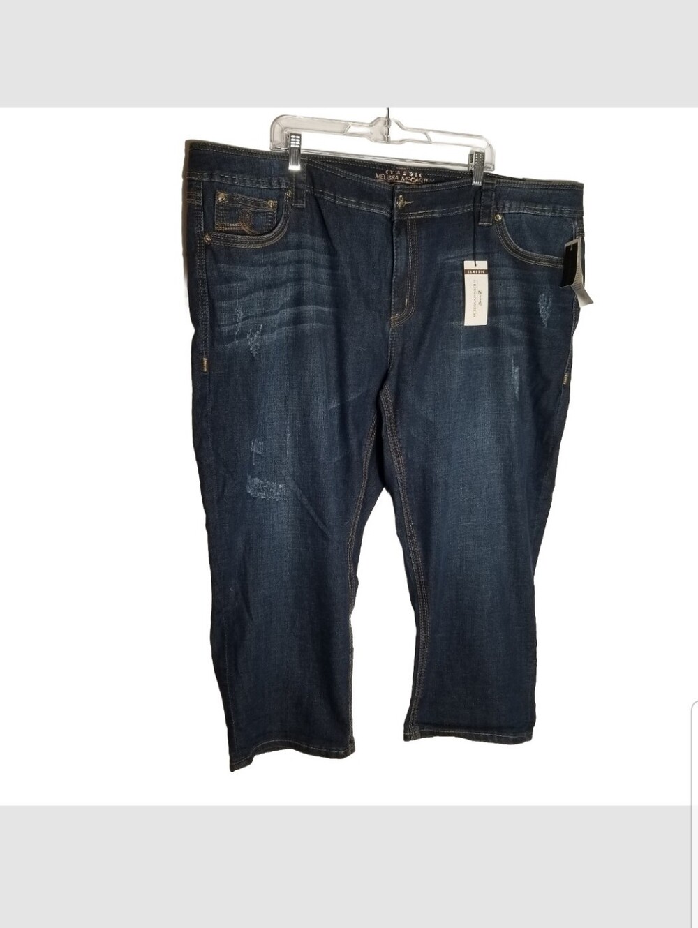 Seven7 Melissa McCarthy Jeans Women's 28W Crop Distressed Blue Denim 50x25 New